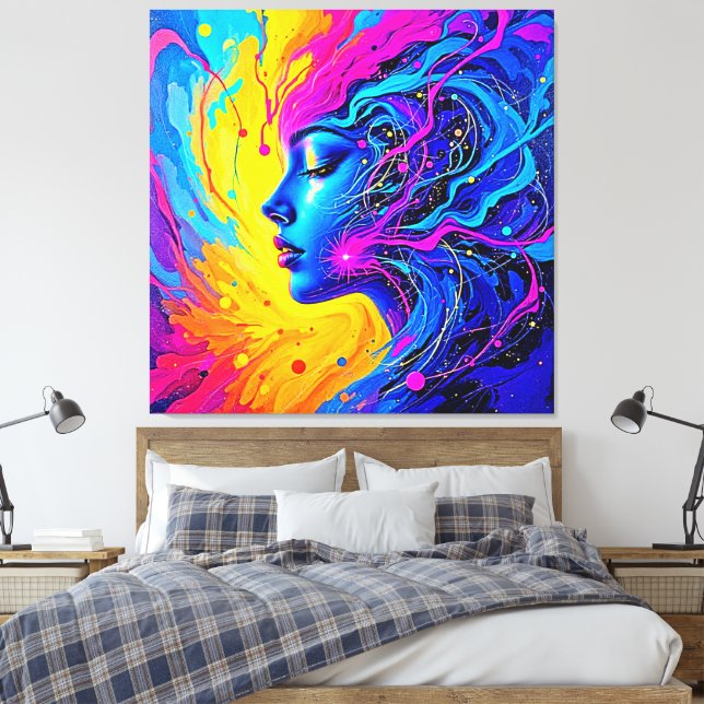 Dreamy Colorful Abstrakt Woman Canvastryck (Insitu (sovrum))