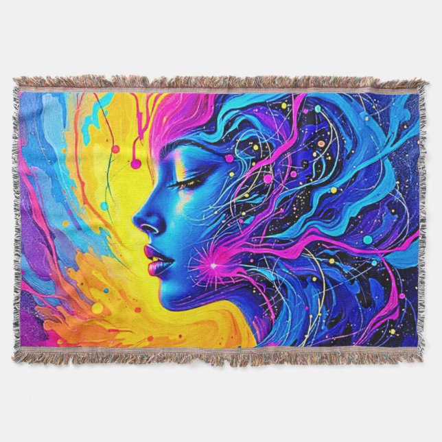 Dreamy Colorful Abstrakt Woman Filt (Framsidan)