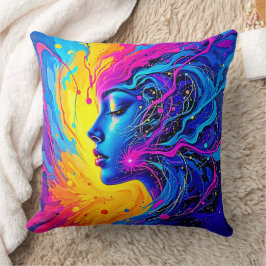 Dreamy Colorful Abstrakt Woman Kudde