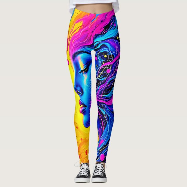 Dreamy Colorful Abstrakt Woman Leggings (Framsida)