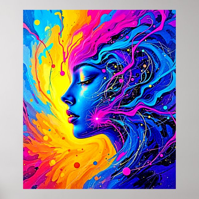 Dreamy Colorful Abstrakt Woman Poster (Framsidan)