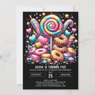 Dreamy Cute Candyland Digital Birthday Inbjudningar