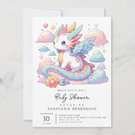 Dreamy Cute Dragon Baby Shower Inbjudningar