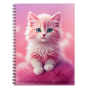 Dreamy Cute Fluffy Rosa Kattunge Anteckningsbok