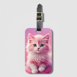 Dreamy Cute Fluffy Rosa Kattunge Bagagebricka
