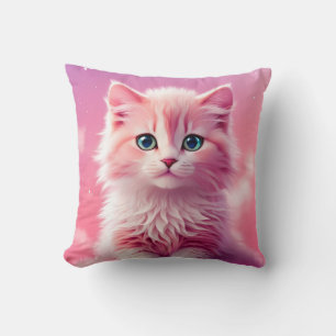 Dreamy Cute Fluffy Rosa Kattunge Kudde