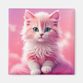 Dreamy Cute Fluffy Rosa Kattunge Magnet