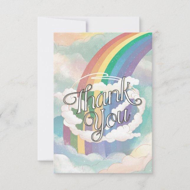 Dreamy Cute Rainbow and Clouds Tack Kort (Framsida)