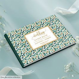 Dreamy Deep Grönt och Guld Bröllop Guest Bok