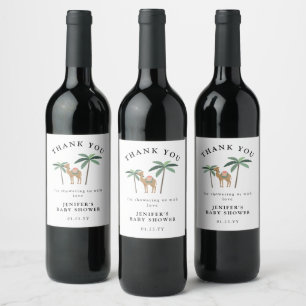 Dreamy Desert Cute Camel Vin-etikett Vinflaska Etikett