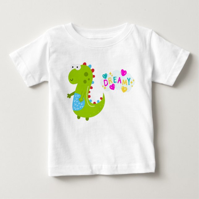 Dreamy Dinosaur Baby T-Shirt (Framsida)