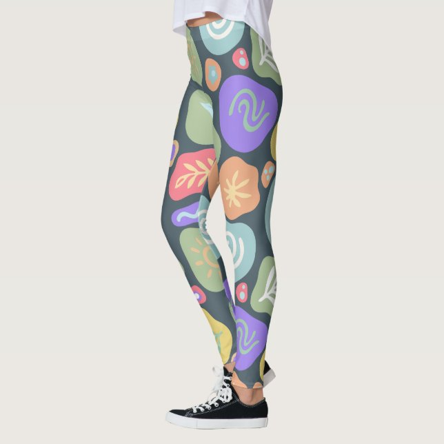 Dreamy Doodles - Vibrant Boho Nature Motif Design Leggings (Vänster)