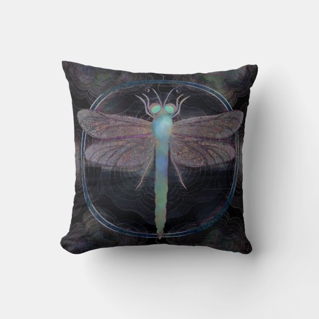 Dreamy Dragonfly “Messenger of Quantum Flight” Kudde (Framsida)