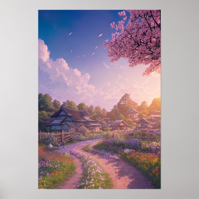 Dreamy Dusk: en serenerlandscen Poster (Framsidan)