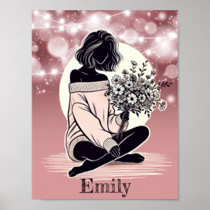 Dreamy Elegance: En kvinnas tysta reflektion Poster