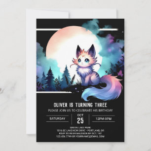 Dreamy Elegant Cat Birthday Inbjudningar