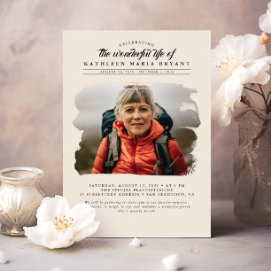 Dreamy Elegant Firande of Life Funeral Photo Inbjudningar
