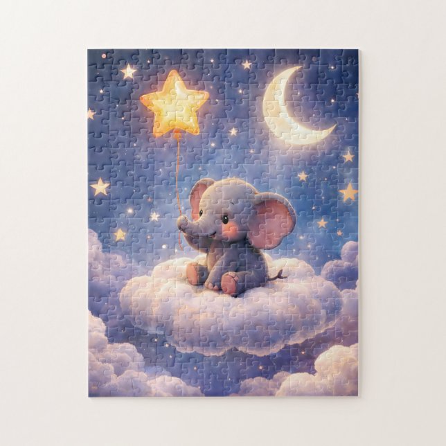Dreamy elephant and midnight moon 252 piece jigsaw pussel (Vertikal)