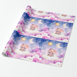 Dreamy elephant and stars giant wrapping roll presentpapper