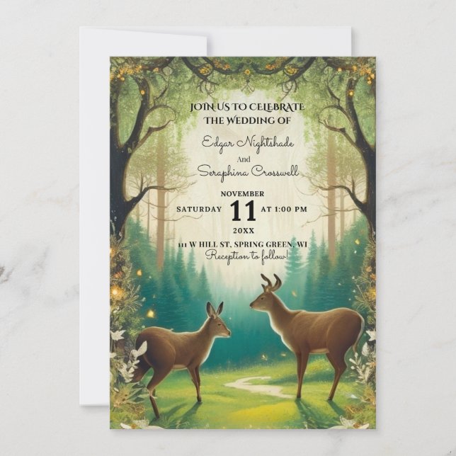 Dreamy Enchanted Forest Rustic Wedding-inbjudninga Inbjudningar (Framsida)