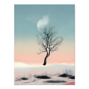 Dreamy Escape: Flyta Träd med ludd Fototryck
