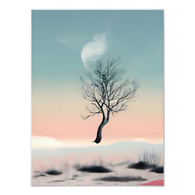 Dreamy Escape: Flyta Träd med ludd Fototryck (Framsidan)