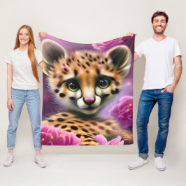 Dreamy Eyed Baby Cheetah Fleecefilt