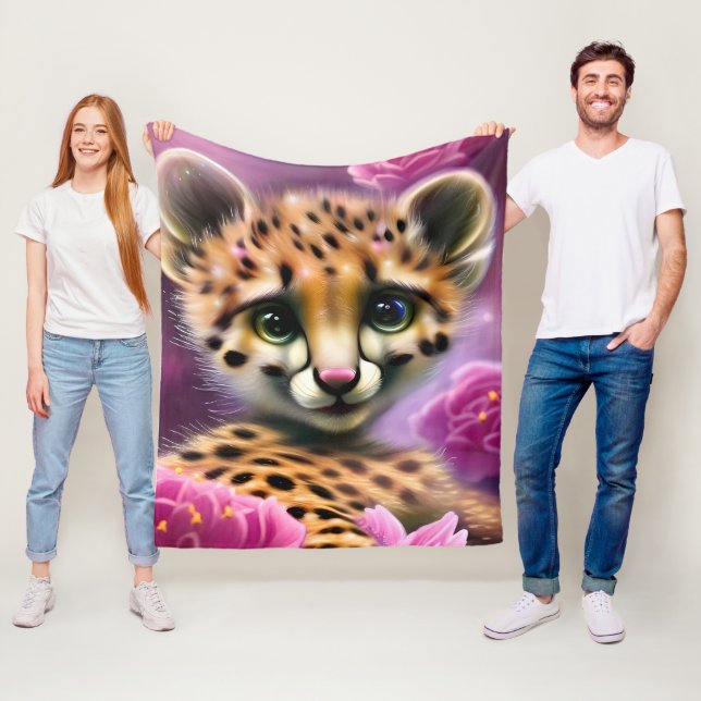 Dreamy Eyed Baby Cheetah Fleecefilt (På plats)