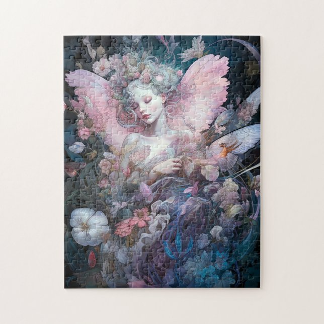 Dreamy Fairy Girl Rosa Blue Fantasy Art Pussel (Vertikal)