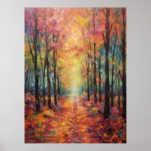 Dreamy Fall Forest Walk Fine Art Poster (Framsidan)