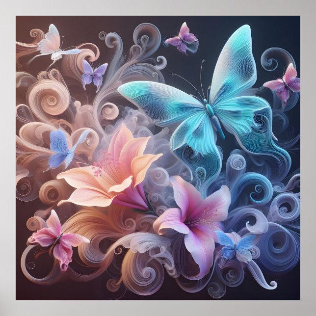 Dreamy fantasy butterfly poster (Framsidan)