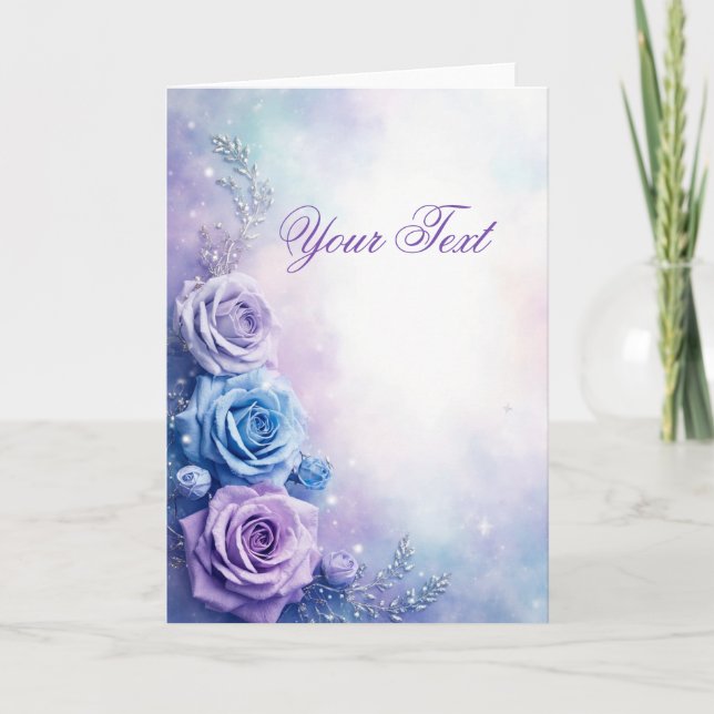 Dreamy Fantasy Purple and Blue Roses Inbjudan (Framsida)
