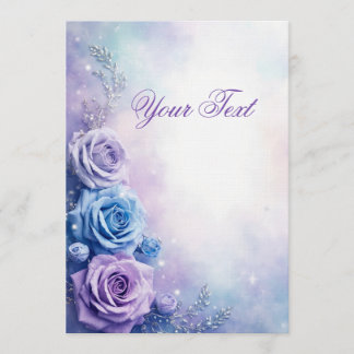 Dreamy Fantasy Purple and Blue Roses Inbjudningar