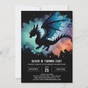 Dreamy Ferocious Dragon Birthday Inbjudningar