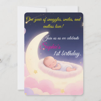 Dreamy First Birthday Måne & Stars-inbjudan Inbjudningar
