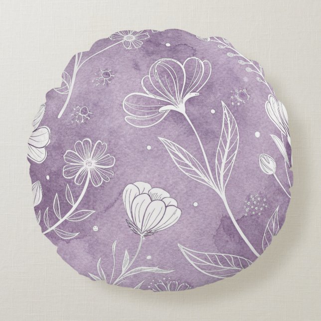 Dreamy Floral Round Accent Pillow Rund Kudde (Framsidan)