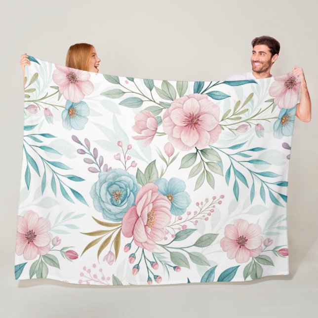 Dreamy Floral Watercolor  Fleecefilt (På plats)
