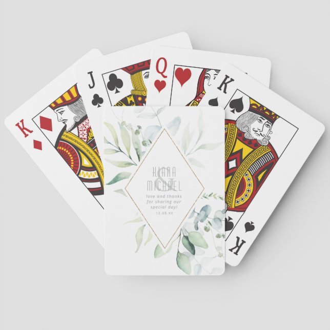 Dreamy Foliage Bröllop Grönt/Blue ID817 Casinokort (Baksidan)