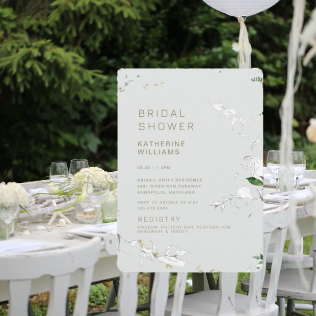 Dreamy Foliage Light Sage Modern Möhippa Inbjudningar (Skapare uppladdad)