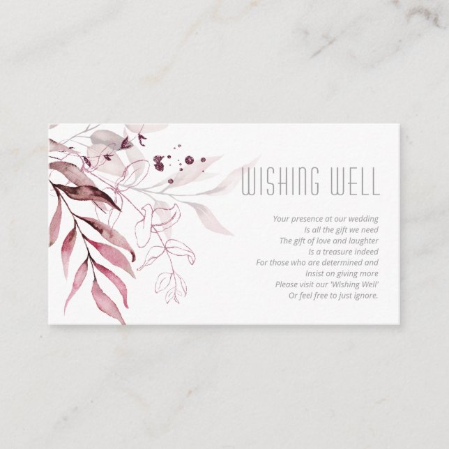 Dreamy Foliage Wishing well V2 Burgundy ID817 Tilläggskort (Framsida)