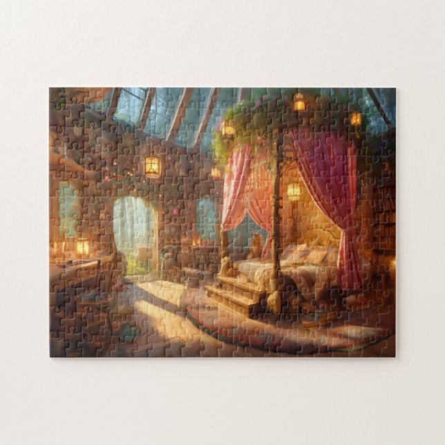 Dreamy Forest Bedroom Girl's Bedchamber Decor Gift Pussel (Horisontell)