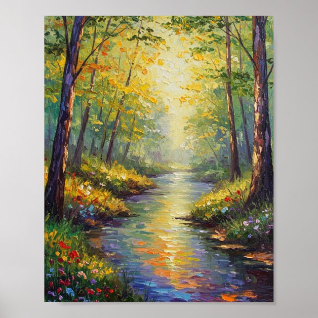 Dreamy Forest Stream | Impressionist Style Poster (Framsidan)
