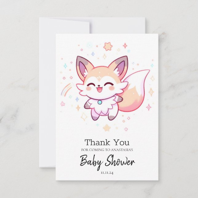 Dreamy Fox Baby Shower Tack Kort (Framsida)