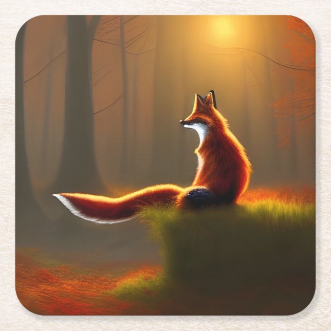 Dreamy Fox Underlägg Papper Kvadrat (Framsidan)