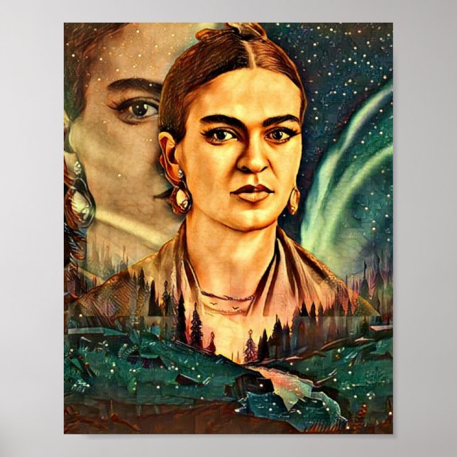 Dreamy Frida Kahlo Surreal Skogen Scene utomhus Poster (Framsidan)