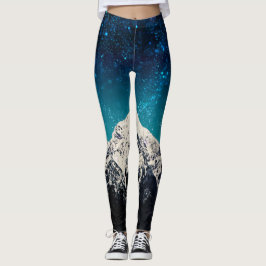 Dreamy galaxy-berget ovanför molnen leggings