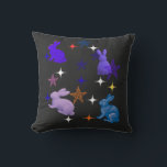 Dreamy Galaxy Bunnies Kudde<br><div class="desc">Step into a dream with this enchanting Celestial Bunny design. Featuring four textured,  painterly rabbits dancing among a constellation of hand-drawn and glowing stars,  this piece captures the magic of a midnight meadow. A perfect choice for rabbit lovers,  stargazers,  and anyone who appreciates an artistic,  whimsical aesthetic.</div>