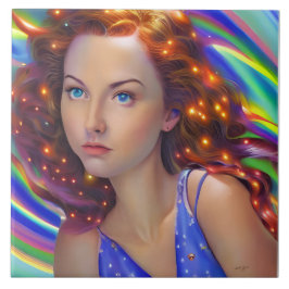 Dreamy Girl med Rainbow Ljus Kakelplatta