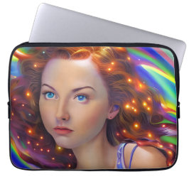 Dreamy Girl med Rainbow Ljus Laptop Fodral