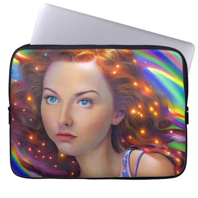 Dreamy Girl med Rainbow Ljus Laptop Fodral (Framsidan)